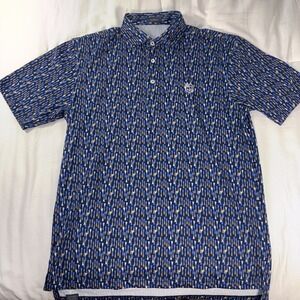 Turtleson Mens Golf Polo Shirt Blue Size Medium Shuttlecock Blue Indian Hills CC